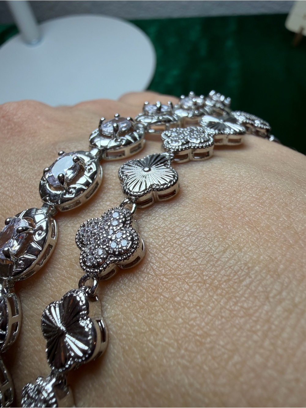 14K Gold Plated Floral Clover Link Bracelet